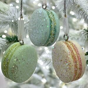 Glass Stacked Macarons Christmas Ornament -Pastels French Pastry Food Paris